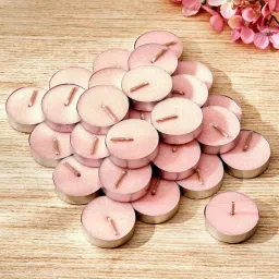 aromatic fables Mogra Scented Set Of 50 Blended Wax Pink Color Tealight Candles image 1