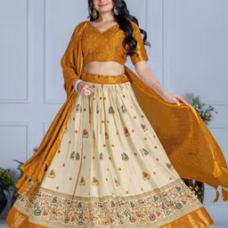 aika Floral Print Semi Stitched Lehenga Choli image 4