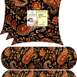 actos Combo Set Of 3 Cushion And 2 Microfibre Floral Bolster Pack of 5-picture-12