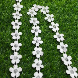 trijal art Length 9 Meter | White Gpo Lace | GPO Flower Lace Lace Reel image 4