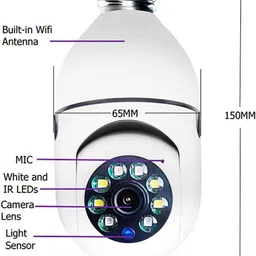 PERAMISYM Wireless WiFi Bulb Holder SPY 360 Light IP CCTV Camera Night Vision Remote Security Camera image 2