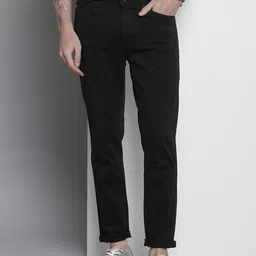 the indian garage co. Men Slim Fit Black Cotton Blend Trousers-picture-25