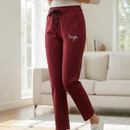 pater Women Solid Maroon Track Pants-picture-35