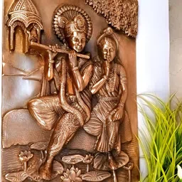 apka mart Bronze Radha Krishna Textured Metal Wall Hanging Decor image 5