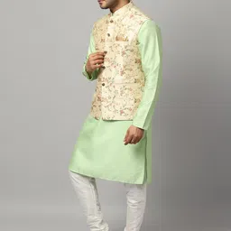 Uri and MacKenzie Men Green Embroidered Kurta with Churidar image 2