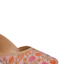 Shezone Women Peach-Coloured Printed Mojaris Flats image 5