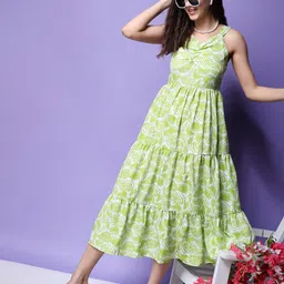 Popwings Floral Printed Fit & Flare Midi Dress image 2