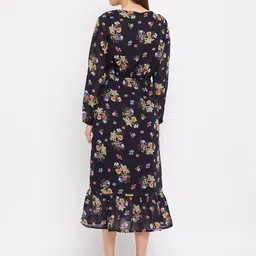 Color Cocktail Women Black Floral Georgette Midi Dress image 5