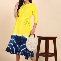 Maaesa Tie and Dye Smocked A-Line Midi Dress image 5