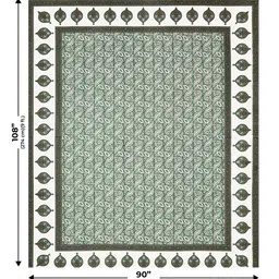 JAIPUR FABRIC Green & White Floral 180 TC Queen Bedsheet with 2 Pillow Covers image 4