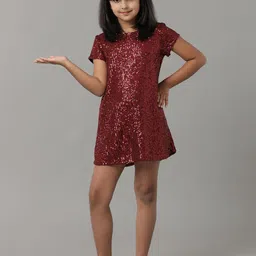 UNDER FOURTEEN ONLY Girls Embellished Sequined A-Line Dress image 4