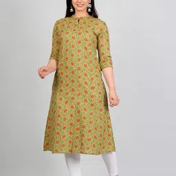 Moktika Floral Printed Pure Cotton A-Line Kurta image 5