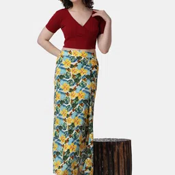 Popwings Floral Printed A-Line Maxi Skirt image 2