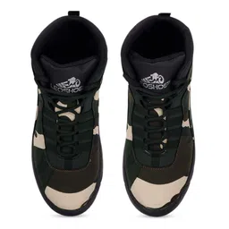 Leo's Fitness Shoes Men Printed Mid Top Textured Platform Heel Hiking Boots image 3