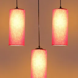 Devansh Red & Black Cluster Round Hanging Lamps & Cotton Shades image 3