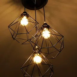 Craftter Black 3 Pieces Abstract Dimond Metal Contemporary Self Assembly Ceiling Lamps image 5