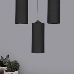 Devansh Black Cluster Round Hanging Lamps & Cotton Shades image 3