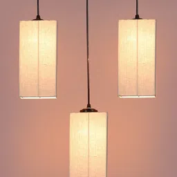 Devansh Grey & Black Cluster Square-Shaped Hanging Lamps & Cotton Shades image 4