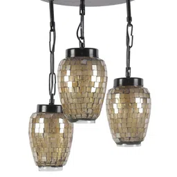 Devansh Gold-Toned & Black Mosaic Glass Cluster Hanging Lamp image 2