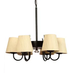Devansh Off-White & Black 6 Cotton Lamp Shades Chandelier image 4