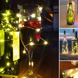 ENORMITY 40-Pcs Yellow Metal LED Rice-Shaped Cork String Lights image 2