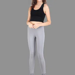 SPIFFY Women Plus Size Grey Solid Churidar image 2