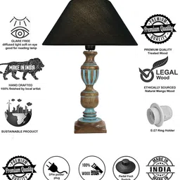 Homesake Blue & Black Rustic Distress French Trophy Carved Table Lamp image 2