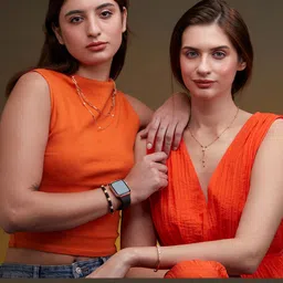 MINUTIAE Women Gold-Plated Stones-Studded Necklace With Chain image 5