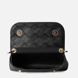 HAUTE SAUCE by Campus Sutra Black PU Structured Shoulder Bag with Quilted image 5
