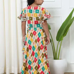 Readiprint Fashions Girls Printed Flared Sleeve Gotta Patti Ready to Wear Lehenga & Blouse image 5