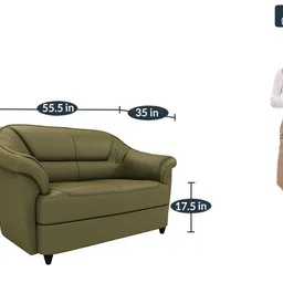 durian Berry compact Leatherette 2 Seater Sofas in Olive Green Colour image 3