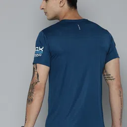 hrx by hrithik roshan Men Printed Round Neck Polyester Blue T-Shirt image 5