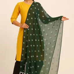 nayerang Chiffon Printed Dark Green Women Dupatta-picture-11