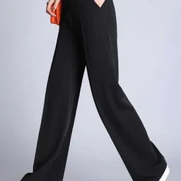 broadstar Women Loose Fit Black Lycra Blend Trousers image 3