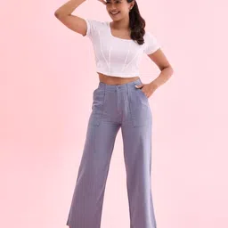 go colors Women Mid Rise Linen Cargo Pants image 2