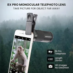 Adcom 8X Pro Telephoto Monocular Zoom Mobile Phone Camera Lens with Background Blur/Bokeh Effect - Compatible with All iPhone & Android Smartphones image 2