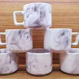 laghima jadon Pack of 6 Ceramic Bone China Coffee Cups & Tea Hotel Cup Round shape 130ML (Multicolor) image 2