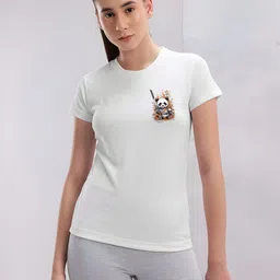 szn Women Printed Round Neck Polyester White T-Shirt-picture-10