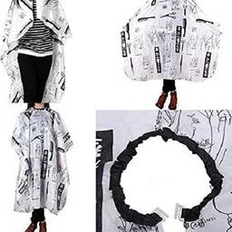 uniqon Combo Of 2 Pcs Black and White Nylon Hairdressing Hair Cutting Sheet Makeup Apron image 2