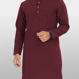 vebnor Men Solid Jacquard Straight Kurta image 3