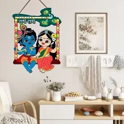 mahi craft Radha Krishna on Jhula Wall Hanging for Home Decor & Living Room Home PACK 2 Pack of 2 image 3