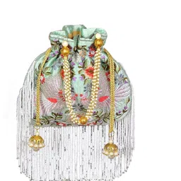 qaidafashion Women White, Green, Red Potli-picture-42