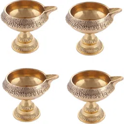 Diwali Special Combo Pack Of 6 Brass Diwali Kuber Pedi (No1 Small Size)for Puja Brass (Pack of 4) Table Diya-image-55