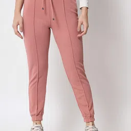 q-rious Women Regular Fit Pink Lycra Blend Trousers image 1