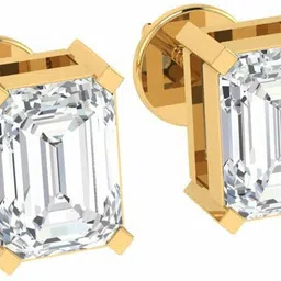 diamtrendz jewels Emerald Solitaire Gemstone April Birthstone Yellow Gold Plated Sterling Silver Cubic Zirconia Silver Stud Earring-picture-28