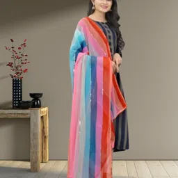 jayu Georgette Embroidered Multicolor Women Dupatta image 3