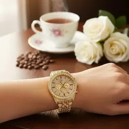 MKHUB iik3dials Gold analog stainless steel watch Analog Watch - For Men & Women iik3Dials analog men gold stainless steel watch image 2