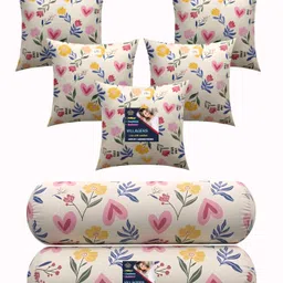 villagers Microfibre Bolster Pack of 7 Floral 5 Cushion and 2 Bolster-picture-21