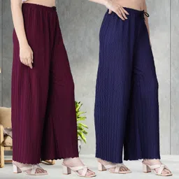 irha Pack of 2 Women Regular Fit Multicolor Viscose Rayon Trousers image 3