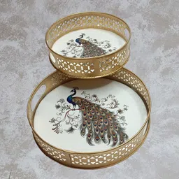 me&you Pichwai Tray with Gold Finish – Elegant Serving & Pooja Plate for All Occasions Gold Plated Decorative Platter-picture-15